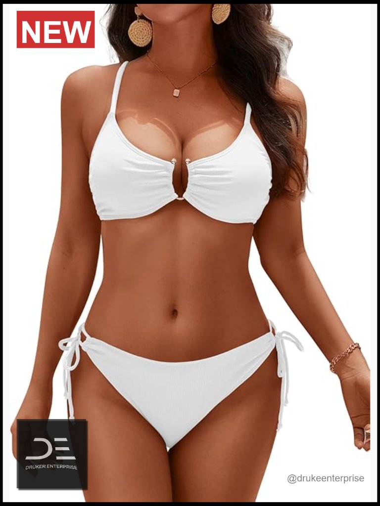 Two Piece Bikini Set Push Up Textured U-Wire Bathing Suit String Adjustable